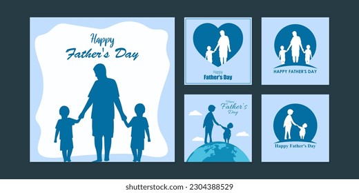 Vector illustration of Happy Father's Day 18 June social media feed story mockup template set
