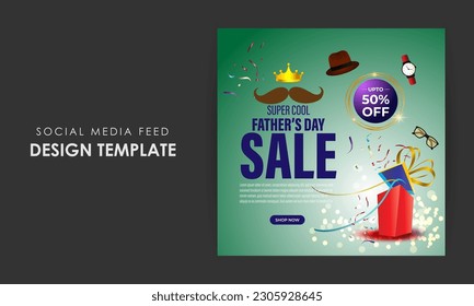 Vector illustration of Happy Father's Day Sale social media story feed set mockup template