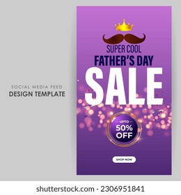 Vector illustration of Happy Father's Day Sale social media story feed set mockup template