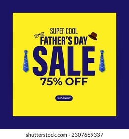 Vector illustration of Happy Father's Day Sale social media story feed mockup template