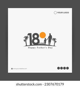 Vector illustration of Happy Father's Day 18 June social media feed story mockup template