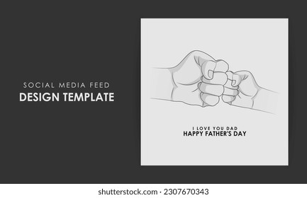 Vector illustration of Happy Father's Day 18 June social media feed story mockup template