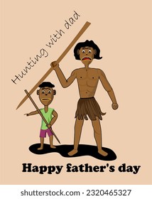 Vector illustration Happy father's day, Hunting with dad