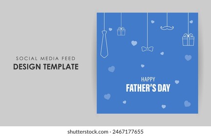 Vector illustration of Happy Father's Day social media feed template