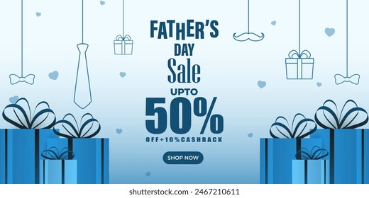 Vector illustration of Happy Father's Day Sale social media feed template