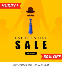 Vector illustration of Happy Father's Day Sale social media feed template