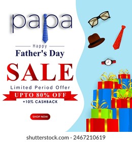 Vector illustration of Happy Father's Day Sale social media feed template