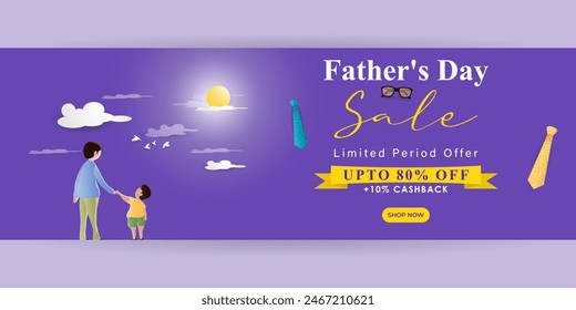 Vector illustration of Happy Father's Day Sale social media feed template
