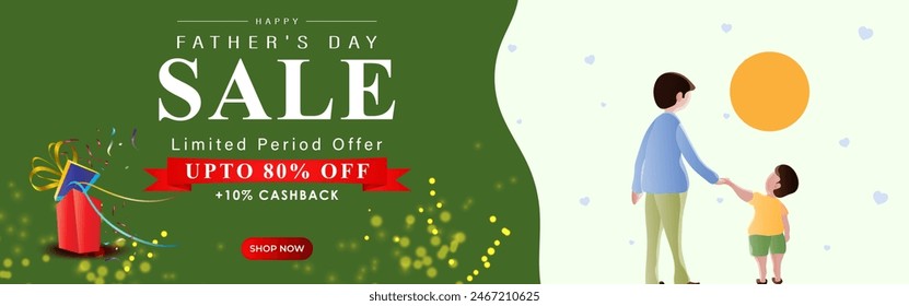 Vector illustration of Happy Father's Day Sale social media feed template