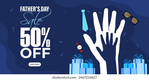 Vector illustration of Happy Father's Day Sale social media feed template