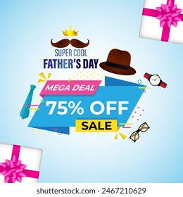 Vector illustration of Happy Father's Day Sale social media feed template