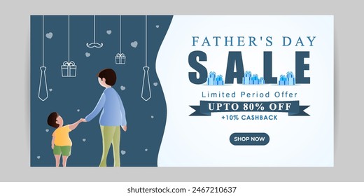 Vector illustration of Happy Father's Day Sale social media feed template