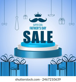 Vector illustration of Happy Father's Day Sale social media feed template