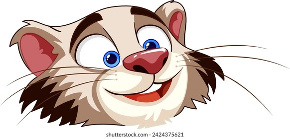 Vector illustration of a happy ferret's face