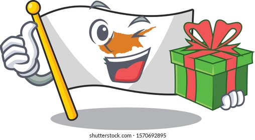 Vector illustration of Happy flag cyprus With gift box