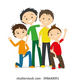 Vector illustration. Happy friends.