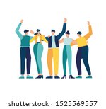 Vector illustration, happy friendship day with a diverse group of friends of people hugging together to celebrate a special event vector