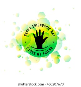 Vector illustration of Happy Friendship day typography design isolated on white background with rough color dots. Inspirational quote about friend. Used as greeting cards, felicitation posters