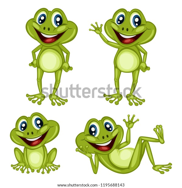 Vector Illustration Happy Frog Set Cute Stock Vector (Royalty Free ...