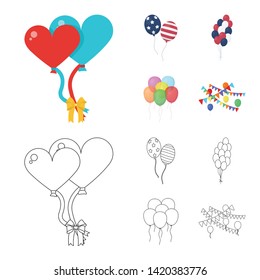 Vector illustration of happy and fun icon. Set of happy and balloon vector icon for stock.