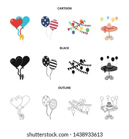 Vector illustration of happy and fun icon. Collection of happy and balloon stock symbol for web.