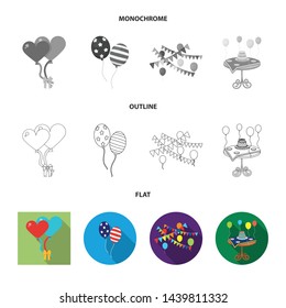 Vector illustration of happy and fun icon. Collection of happy and balloon vector icon for stock.
