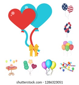 Vector illustration of happy and fun logo. Set of happy and balloon stock symbol for web.