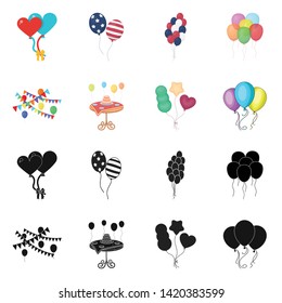 Vector illustration of happy and fun sign. Set of happy and balloon stock symbol for web.