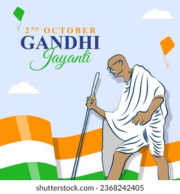 Vector illustration of Happy Gandhi Jayanti social media feed template, written hindi text means Gandhi Jayanti