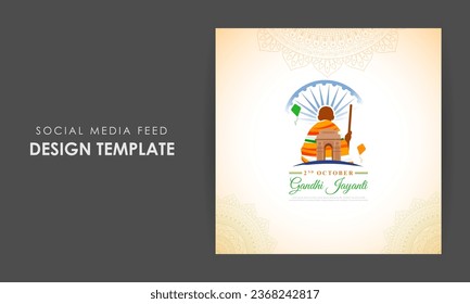 Vector illustration of Happy Gandhi Jayanti social media feed template, written hindi text means Gandhi Jayanti
