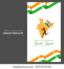 Vector illustration of Happy Gandhi Jayanti social media feed template, written hindi text means Gandhi Jayanti