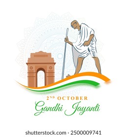 Vector illustration of Happy Gandhi Jayanti social media feed template