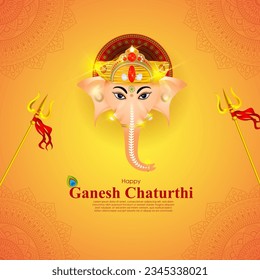 Vector illustration of Happy Ganesh Chaturthi social media story feed mockup template