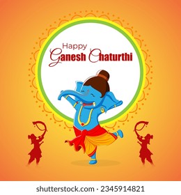 Vector illustration of Happy Ganesh Chaturthi social media story feed mockup template
