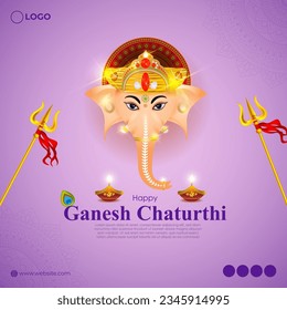 Vector illustration of Happy Ganesh Chaturthi social media story feed mockup template