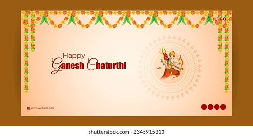 Vector illustration of Happy Ganesh Chaturthi social media story feed mockup template