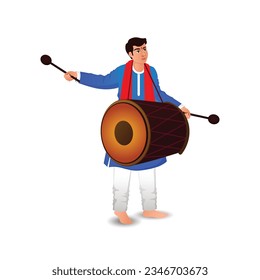 Vector illustration of happy ganesh chaturthi with drum