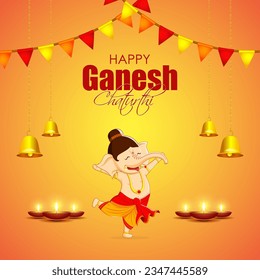 Vector illustration of Happy Ganesh Chaturthi social media story feed mockup template