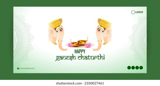 Vector illustration of Happy Ganesh Chaturthi social media story feed mockup template