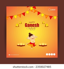 Vector illustration of Happy Ganesh Chaturthi social media story feed mockup template