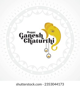 Vector  Illustration of Happy Ganesh Chaturthi text and Ganesh with a background for banner, template, post, and invitation card design