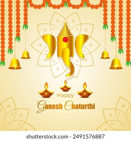 Vector illustration of Happy Ganesh Chaturthi social media feed template