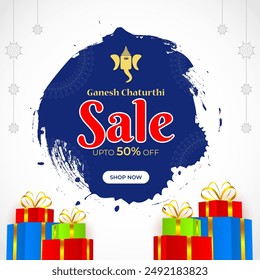 Vektorillustration von Happy Ganesh Chaturthi Sale Social Media Feed Vorlage