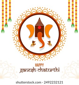 Vector illustration of Happy Ganesh Chaturthi social media feed template