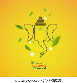 Vector illustration of Happy Ganesh Chaturthi social media feed template