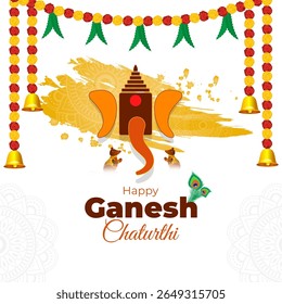 Vector illustration of Happy Ganesh Chaturthi on transparent background