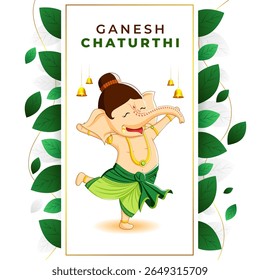 Vector illustration of Happy Ganesh Chaturthi on transparent background