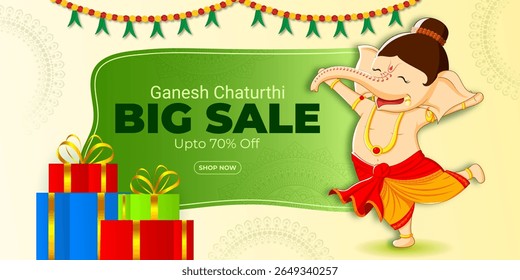 Vector illustration of Happy Ganesh Chaturthi Sale on transparent background