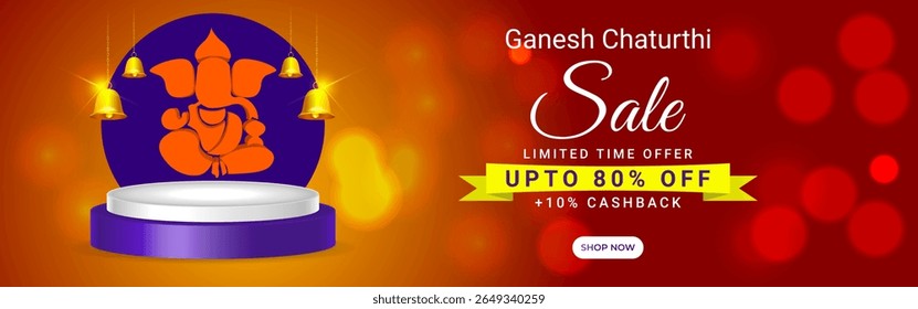 Ilustração vetorial de Happy Ganesh Chaturthi Sale sobre fundo transparente