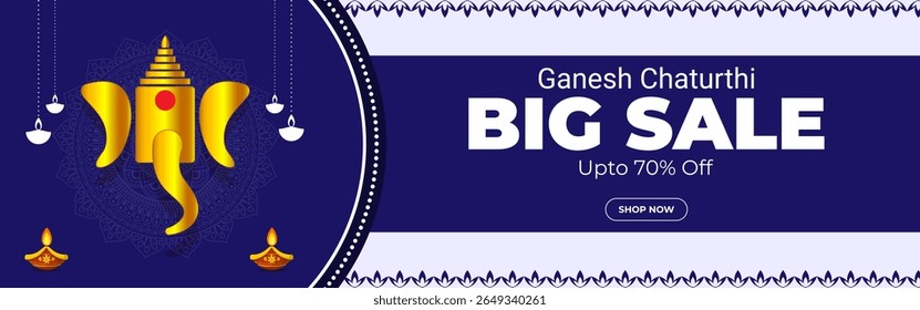 Ilustração vetorial de Happy Ganesh Chaturthi Sale sobre fundo transparente